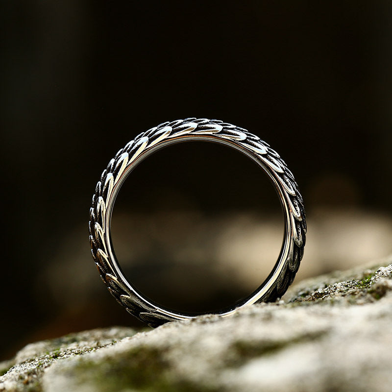 Anillo de sello de acero inoxidable tallado minimalista