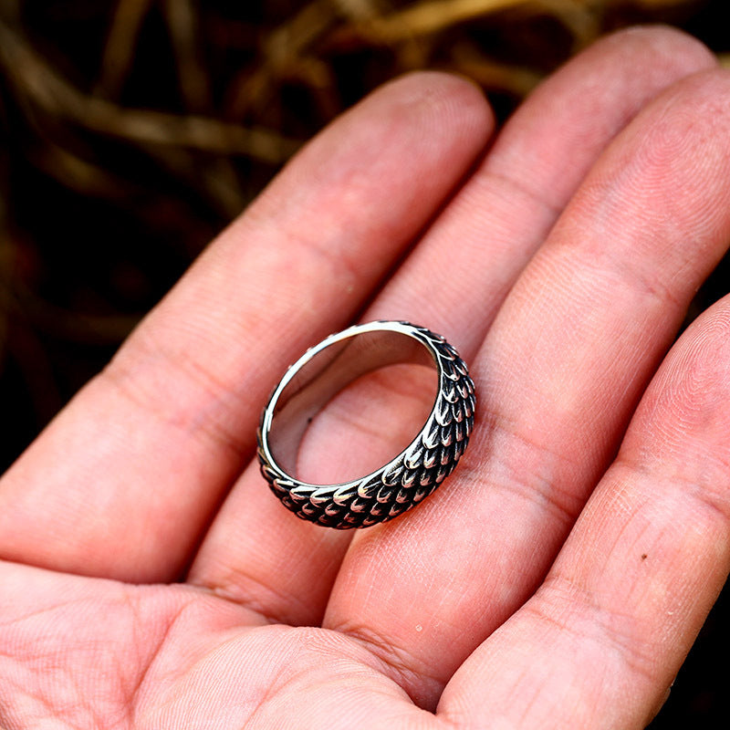 Anillo de sello de acero inoxidable tallado minimalista