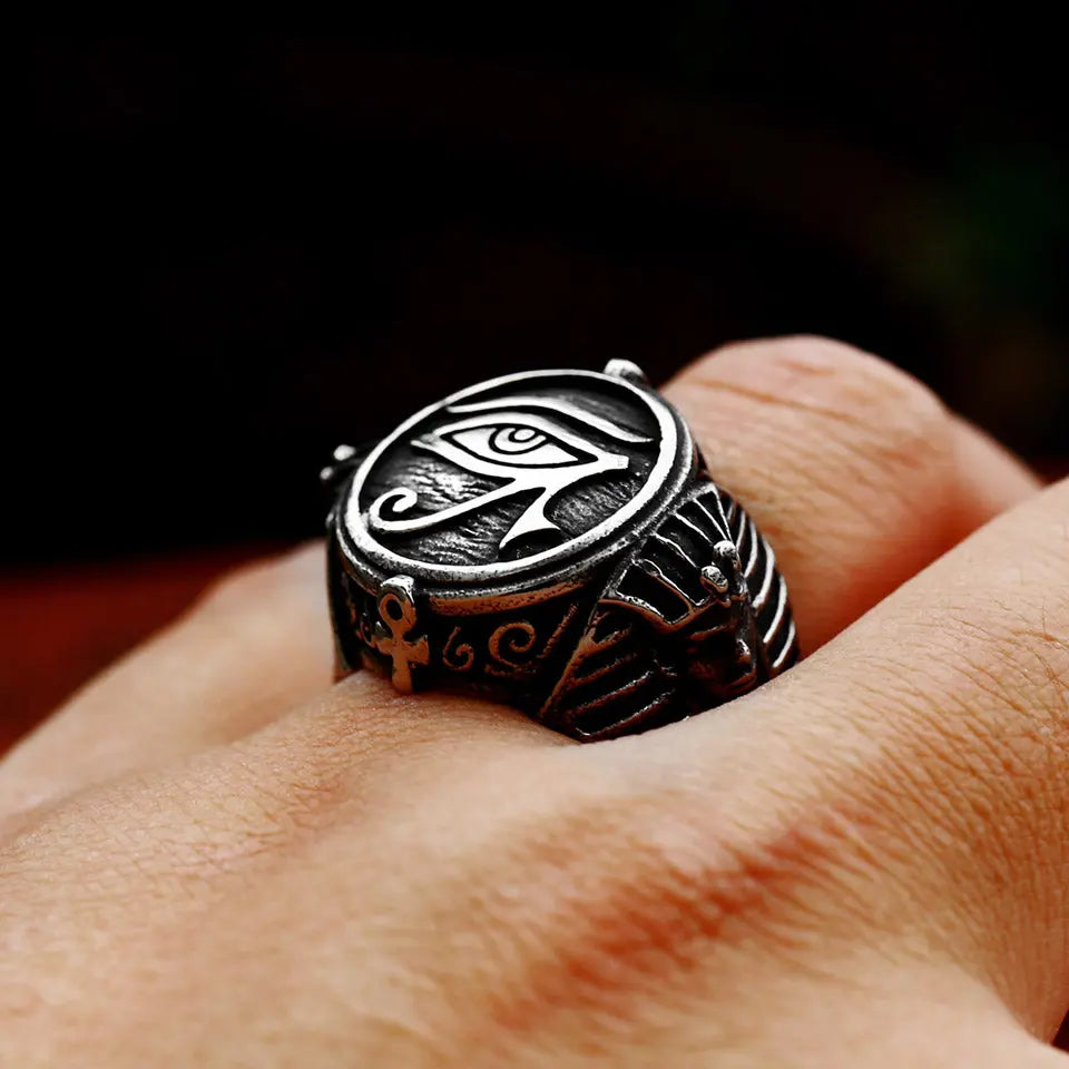 Mysterious Eye of Horus Stainless Steel Ring - Vrafi Jewelry