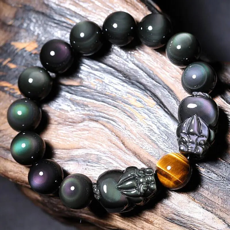 Natural Rainbow Eye Obsidian Bracelets Bangles Chakra Bracelet Vrafi Jewelry