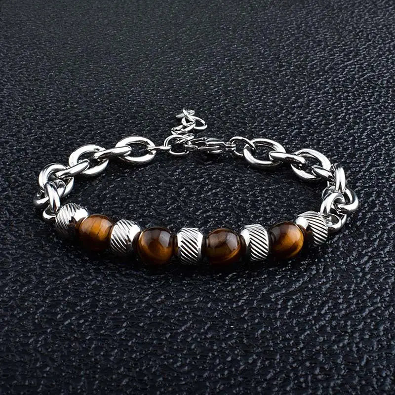 Natural Stone Bead Cable Chain Bracelet VRAFI
