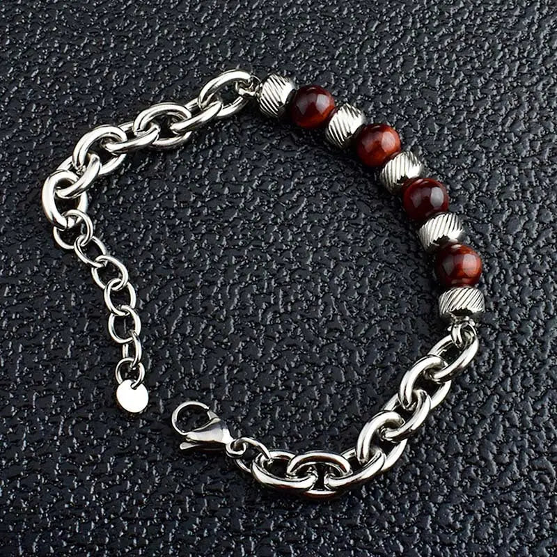 Natural Stone Bead Cable Chain Bracelet VRAFI