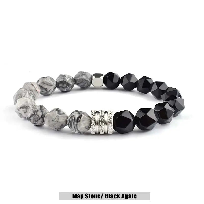 Natural Stone Polyhedron Bead Stretchable Bracelet VRAFI