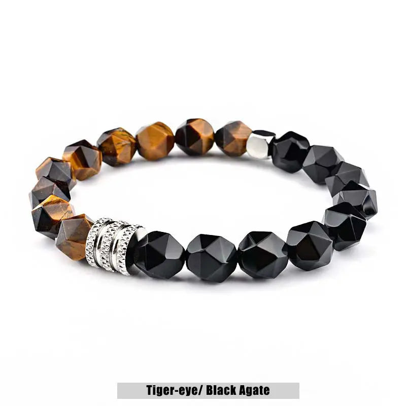 Natural Stone Polyhedron Bead Stretchable Bracelet VRAFI