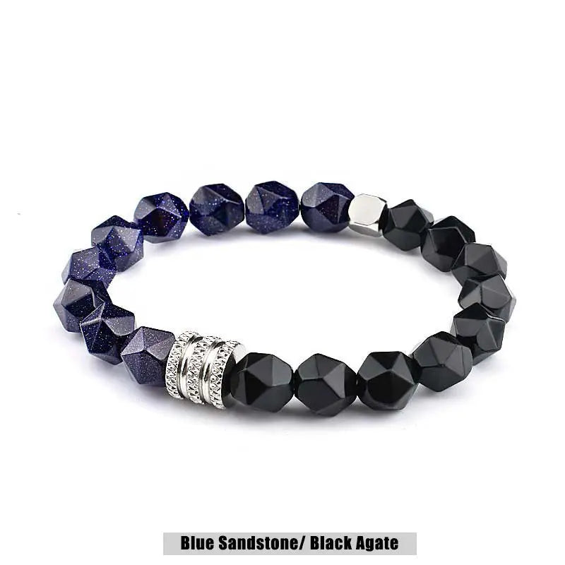 Natural Stone Polyhedron Bead Stretchable Bracelet VRAFI