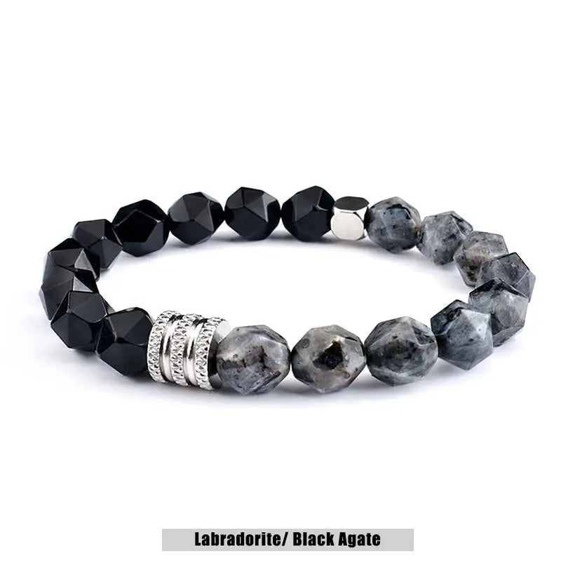 Natural Stone Polyhedron Bead Stretchable Bracelet VRAFI