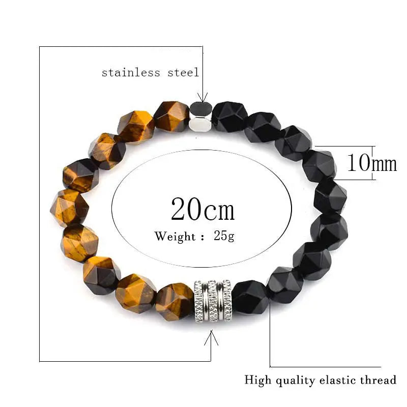 Natural Stone Polyhedron Bead Stretchable Bracelet VRAFI