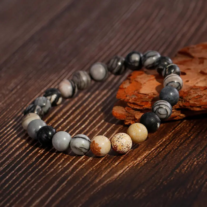 Natural Stone Round Bead Stretchable Bracelet VRAFI