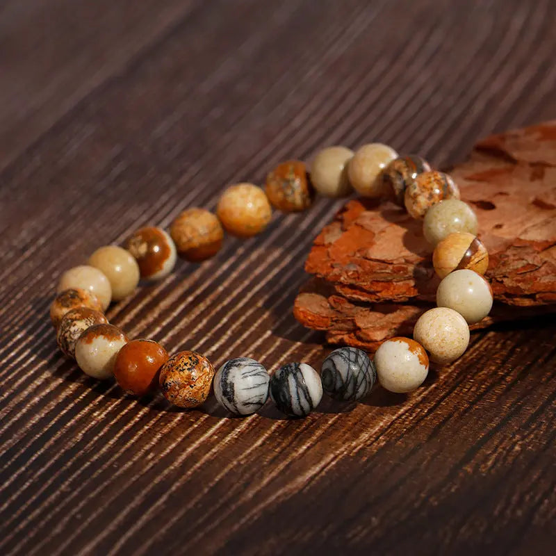 Natural Stone Round Bead Stretchable Bracelet VRAFI