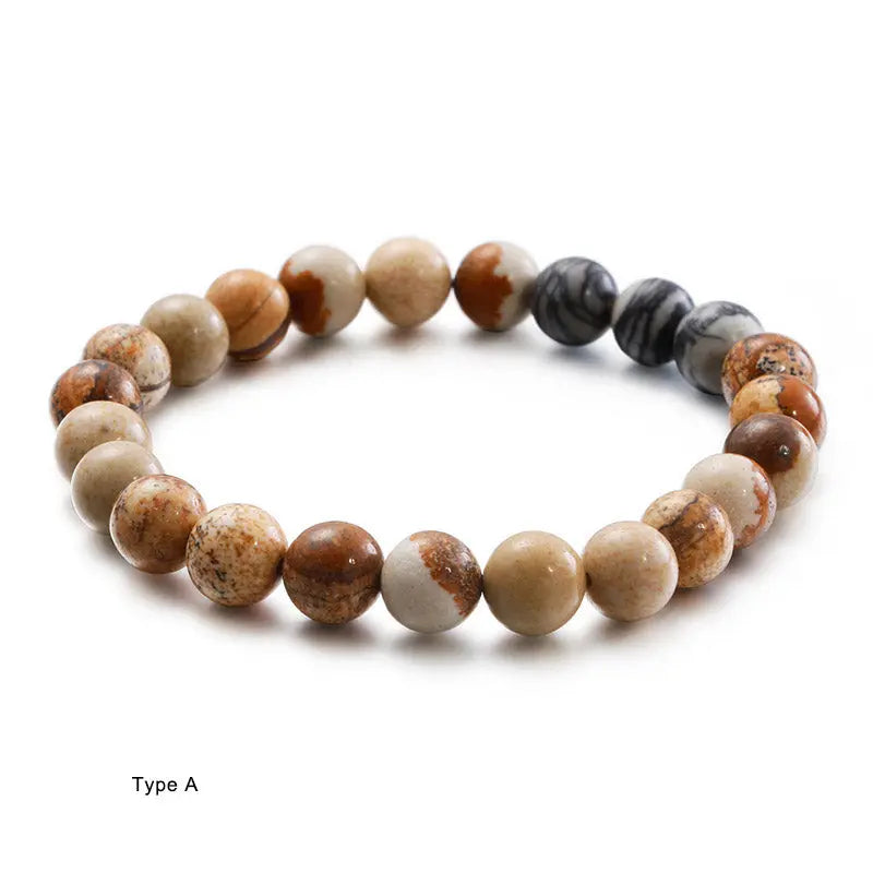 Natural Stone Round Bead Stretchable Bracelet VRAFI