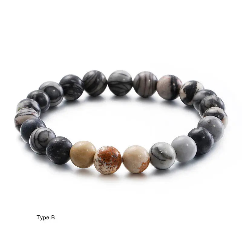 Natural Stone Round Bead Stretchable Bracelet VRAFI