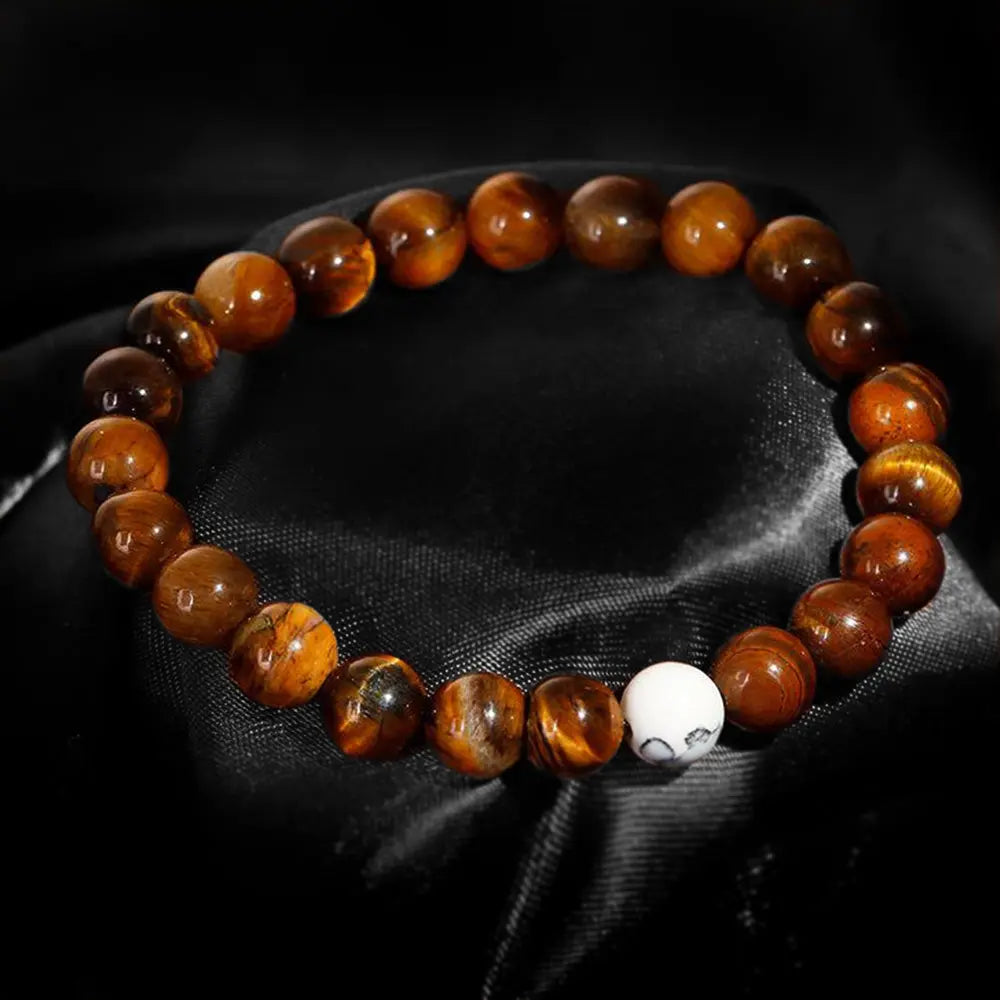 Natural Stone Round Beads Stretchable Bracelet - Vrafi Jewelry