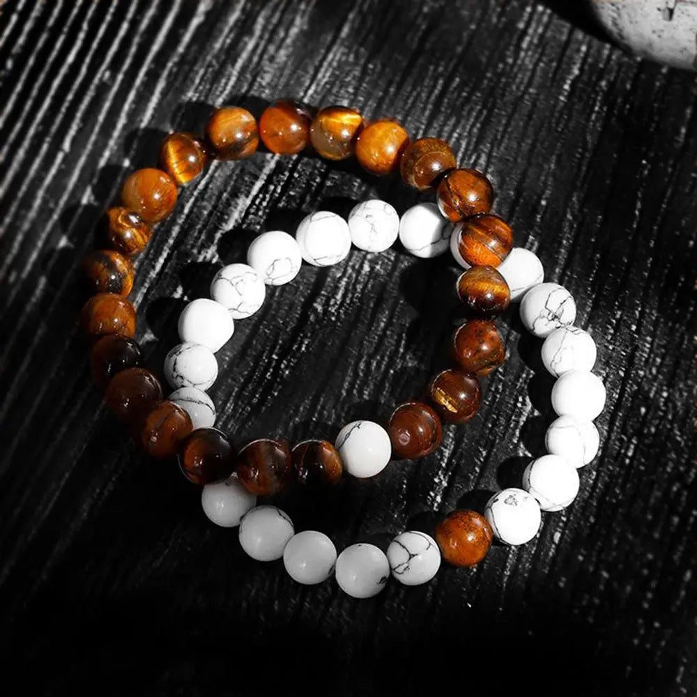 Natural Stone Round Beads Stretchable Bracelet - Vrafi Jewelry