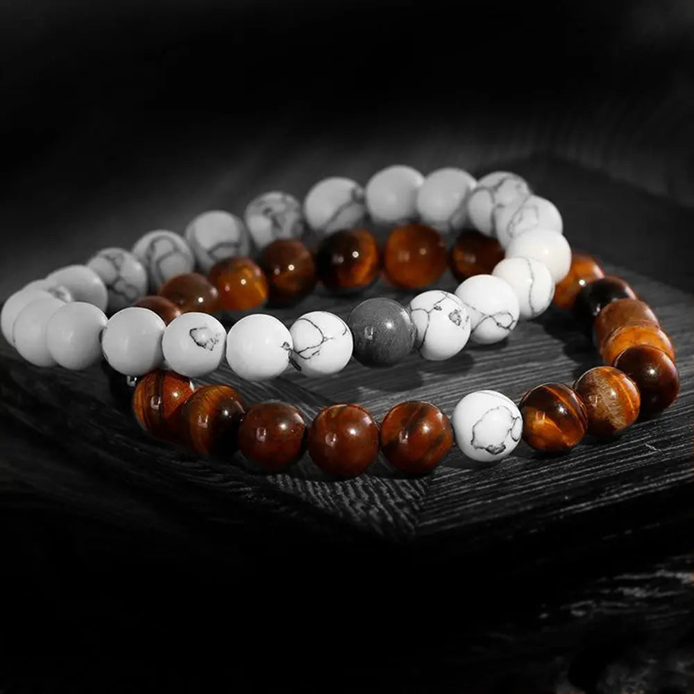 Natural Stone Round Beads Stretchable Bracelet - Vrafi Jewelry