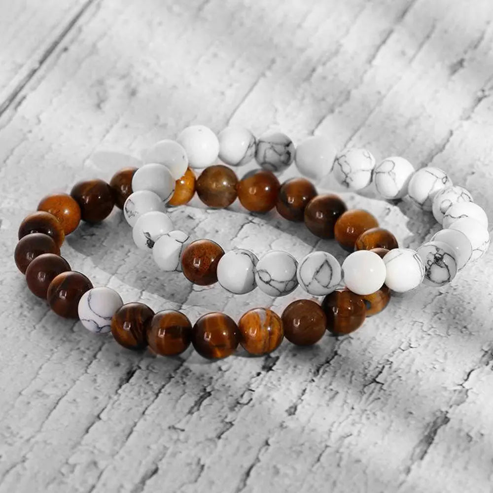 Natural Stone Round Beads Stretchable Bracelet - Vrafi Jewelry