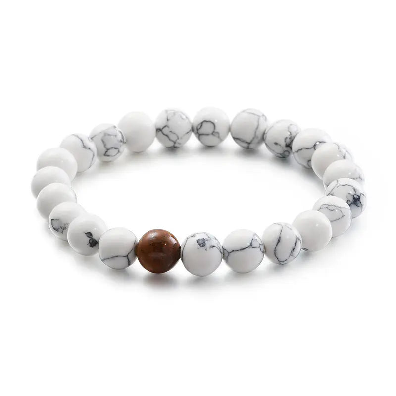 Natural Stone Round Beads Stretchable Bracelet - Vrafi Jewelry