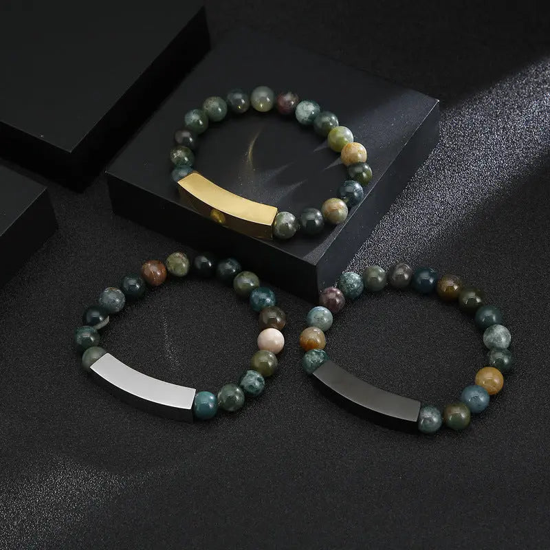 Nature Agate Round Bead Bracelet VRAFI