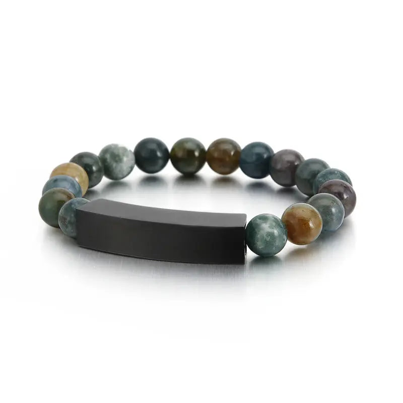 Nature Agate Round Bead Bracelet VRAFI