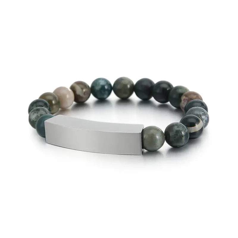 Nature Agate Round Bead Bracelet VRAFI