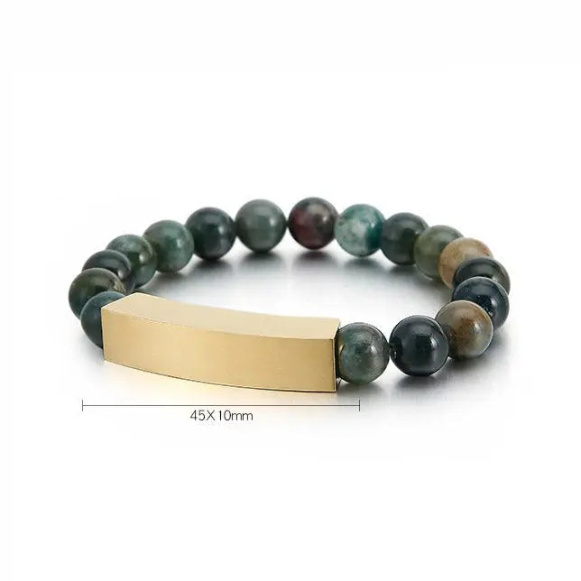 Nature Agate Round Bead Bracelet VRAFI