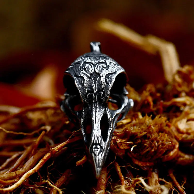 Nordic Raven Skull Stainless Steel Pendant - Vrafi Jewelry