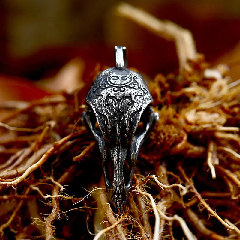 Nordic Raven Skull Stainless Steel Pendant - Vrafi Jewelry