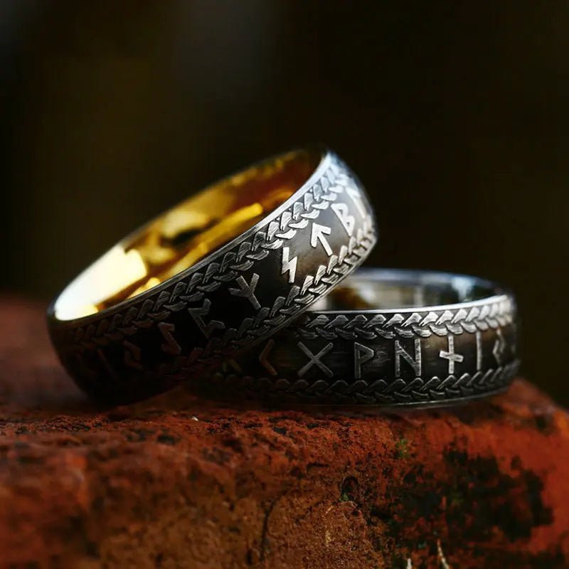 Nordic Retro Rune Stainless Steel Ring - Vrafi Jewelry