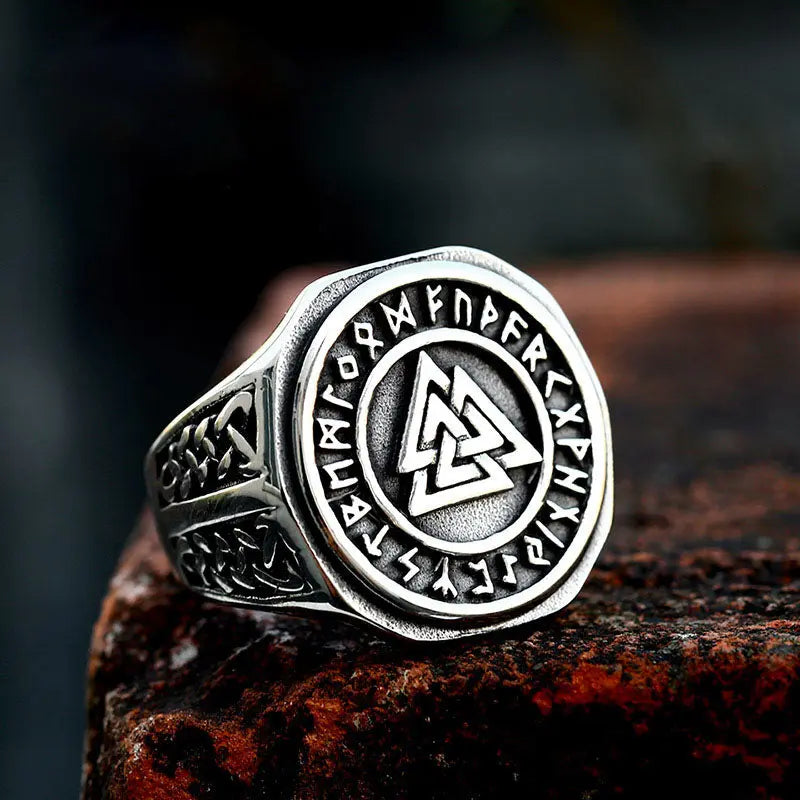 Nordic Valknut Stainless Steel Ring - Vrafi Jewelry