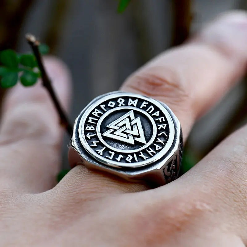 Nordic Valknut Stainless Steel Ring - Vrafi Jewelry