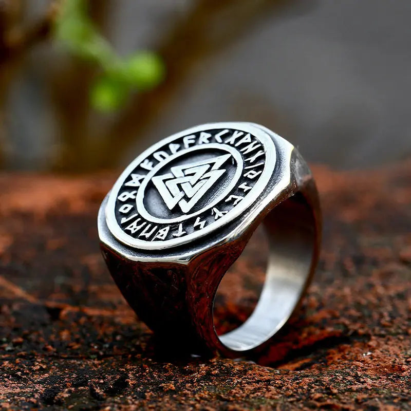 Nordic Valknut Stainless Steel Ring - Vrafi Jewelry