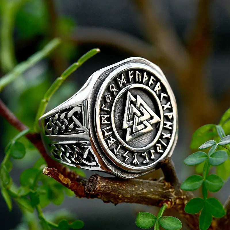 Nordic Valknut Stainless Steel Ring - Vrafi Jewelry