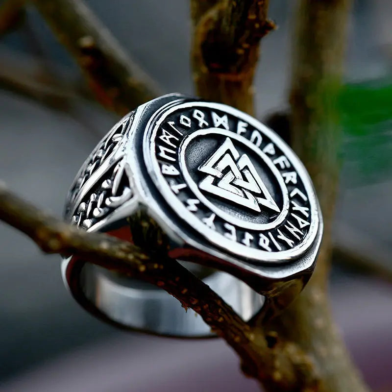 Nordic Valknut Stainless Steel Ring - Vrafi Jewelry