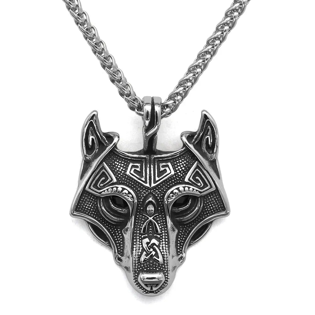 Nordic Wolf Head Stainless Steel Pendant - Vrafi Jewelry