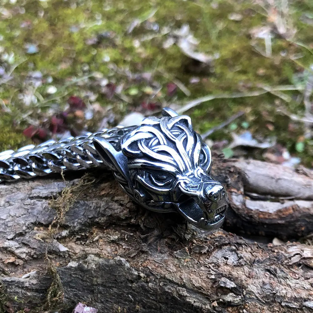 Norse Mythology Stainless Steel Viking Wolf Head Bracelet VRAFI