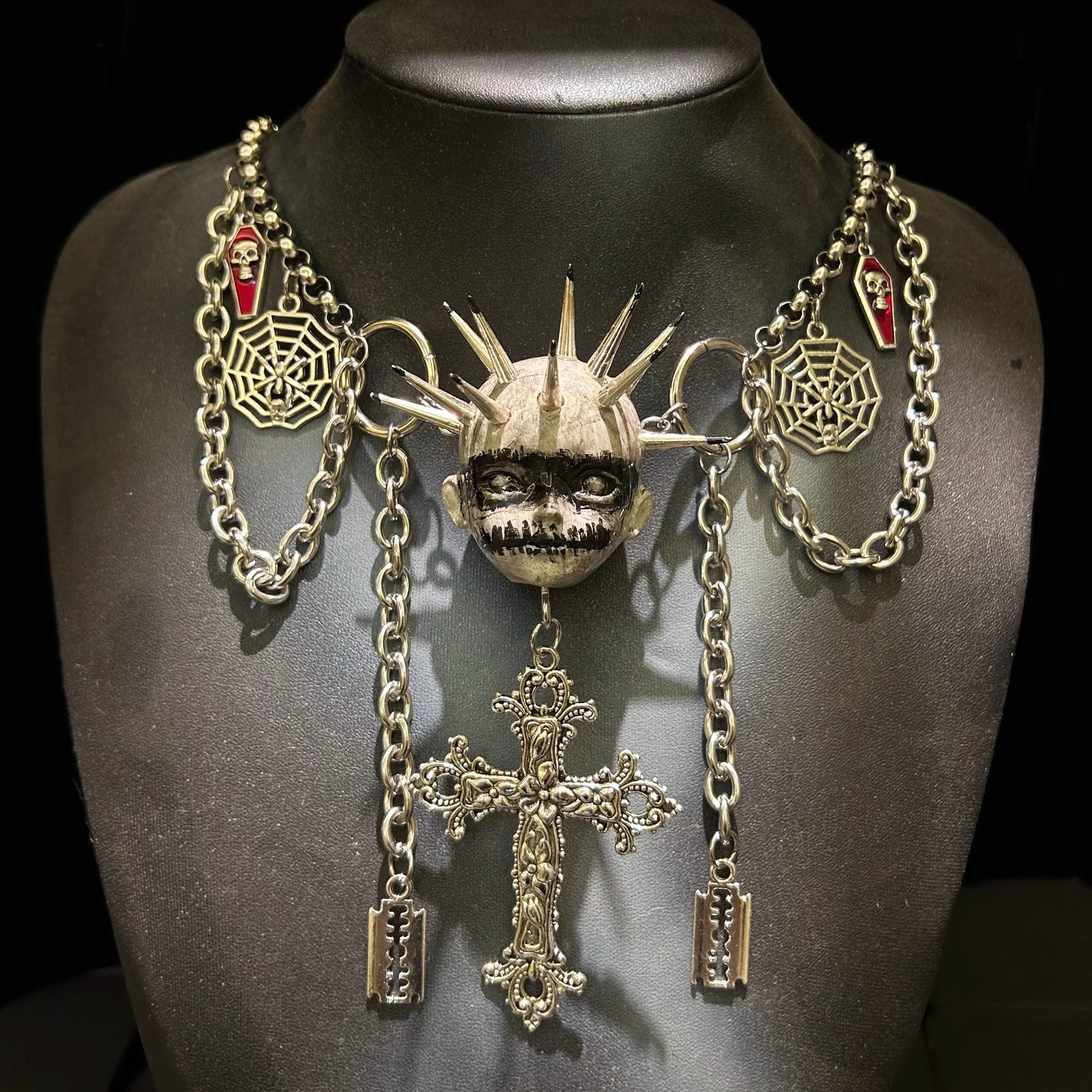 Gothic punk cross necklace