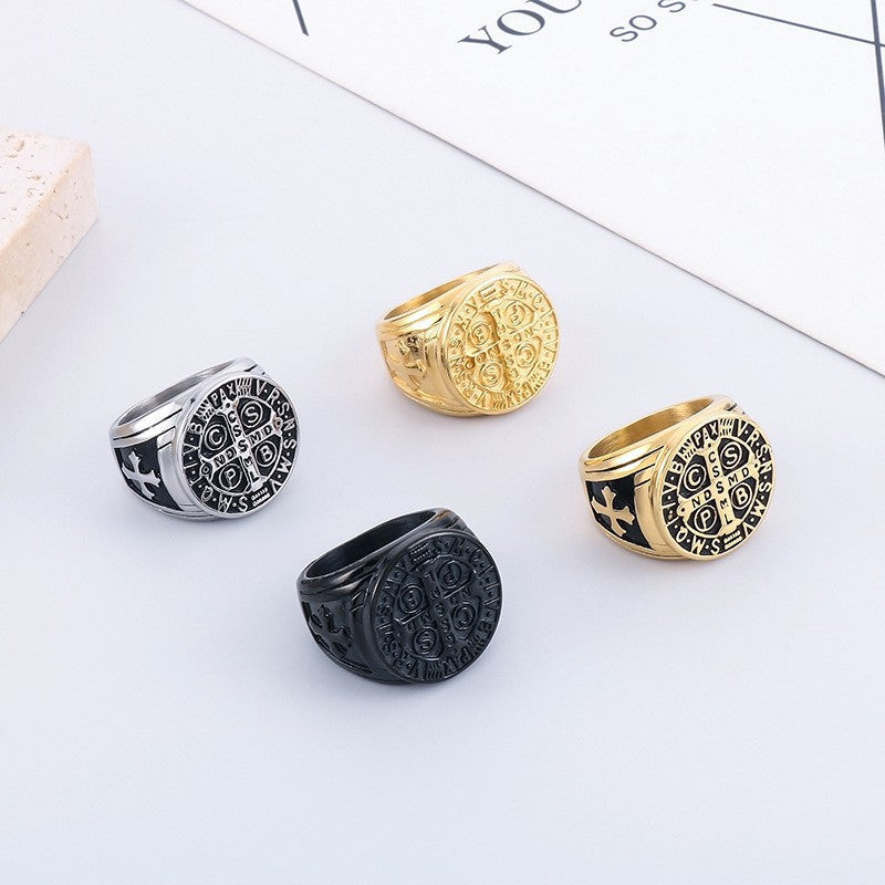 Saint Benedict Cross Stainless Steel Ring