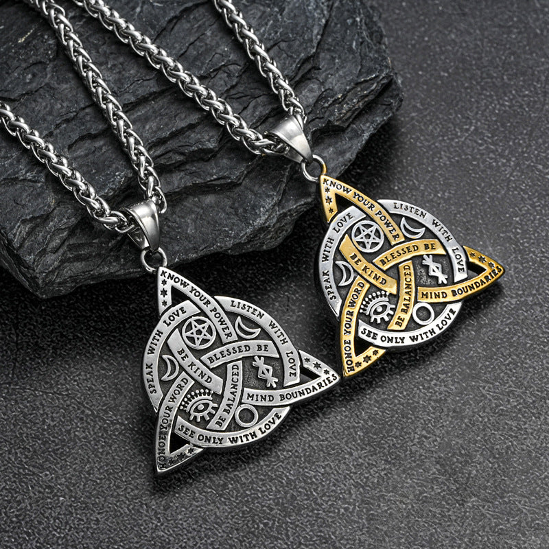 Celtic Triquetra Wiccan Stainless Steel Pendant Necklace