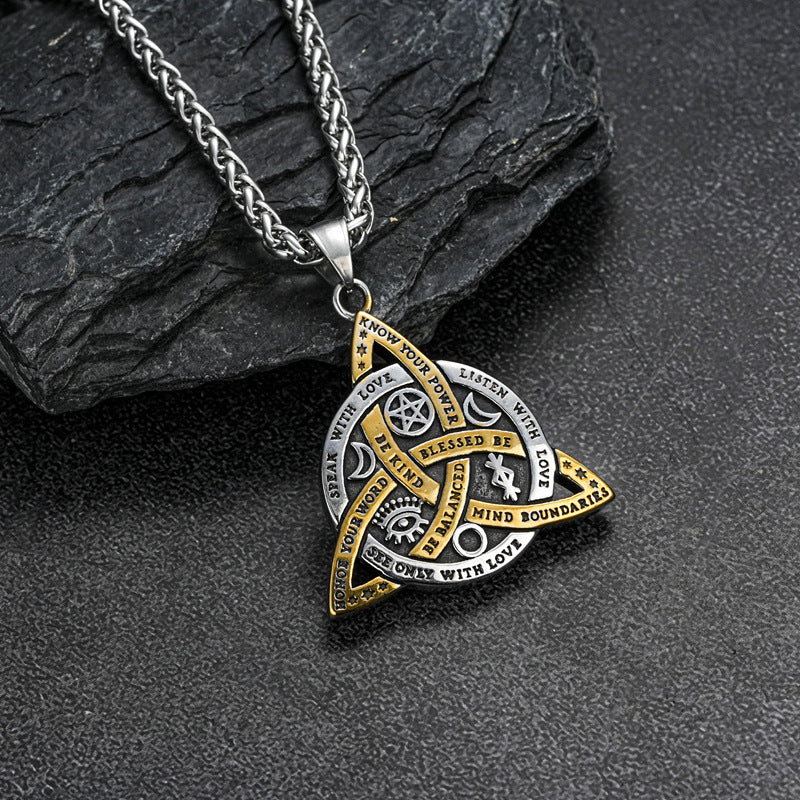 Celtic Triquetra Wiccan Stainless Steel Pendant Necklace