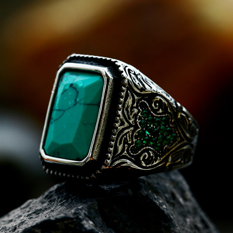 Stainless Steel Gemstone Men's Ring