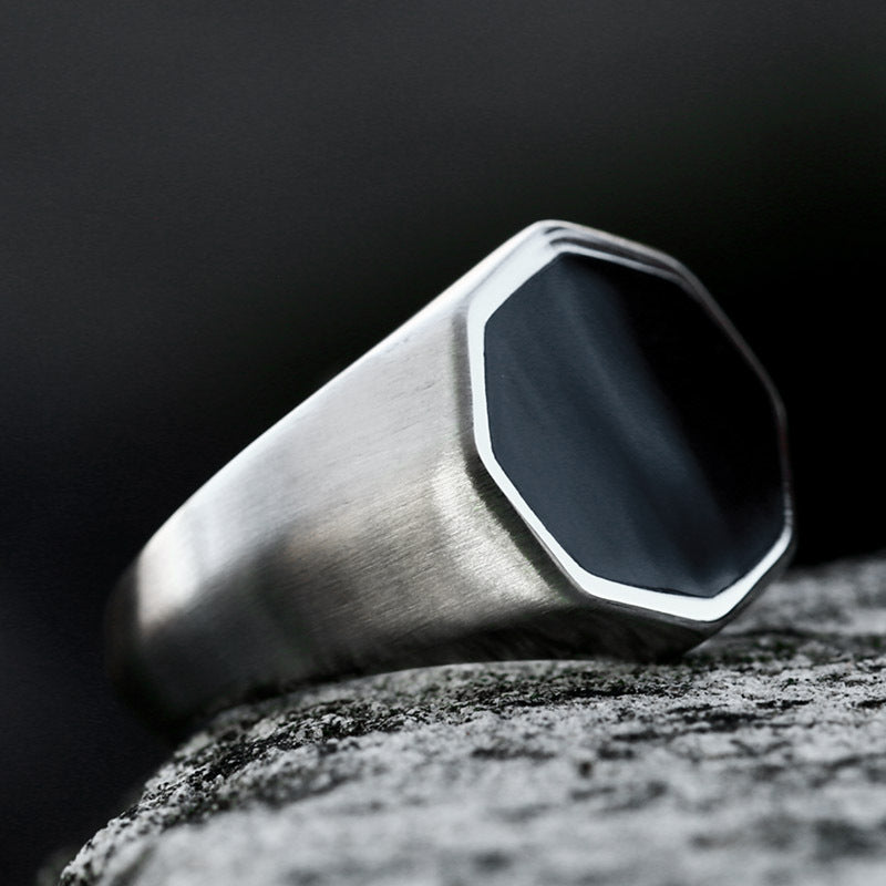 Stylish and Simple Hexagonal Stainless Steel Men's Ring