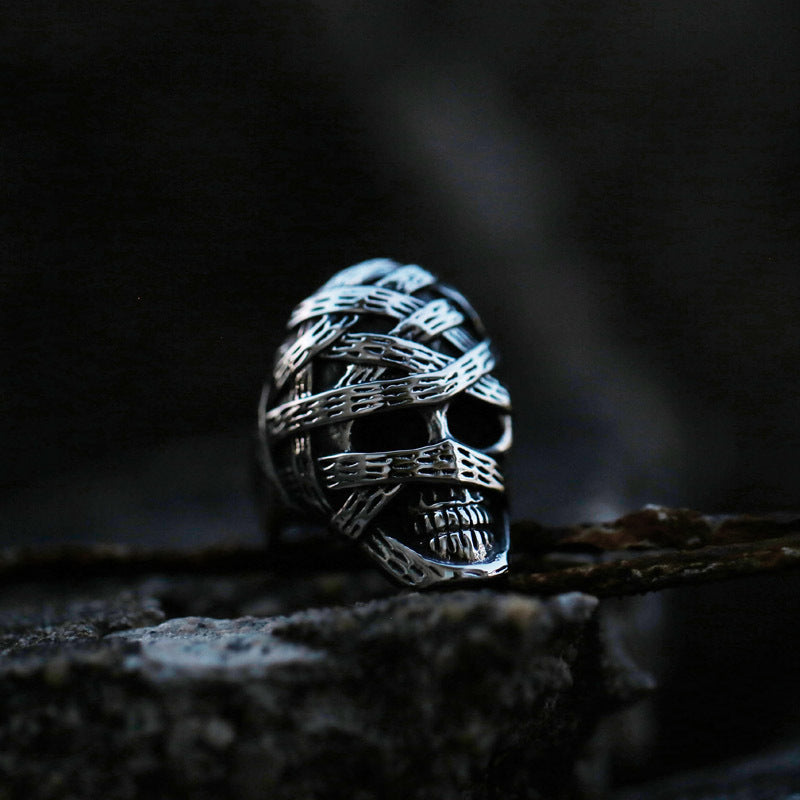 Mummy Bandage Skull Stainless Steel Ring