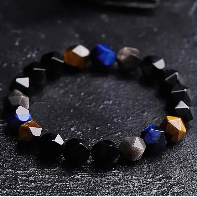 Octagon Gemstone Shape black onyx energy stone black bracelet Vrafi Jewelry