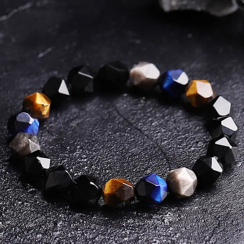 Octagon Gemstone Shape black onyx energy stone black bracelet Vrafi Jewelry