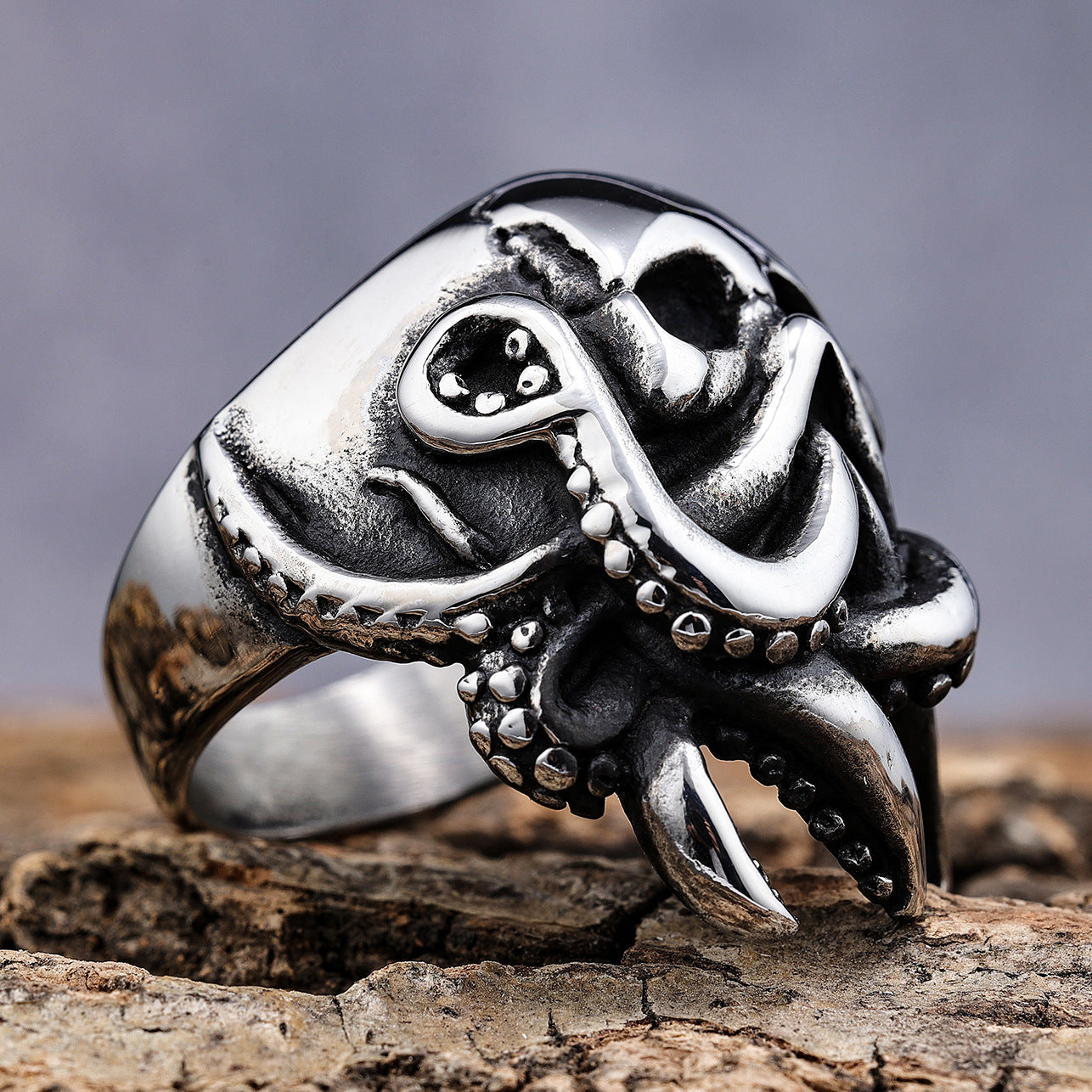 Octopus Skull Stainless Steel Ring-Vrafi Jewelry