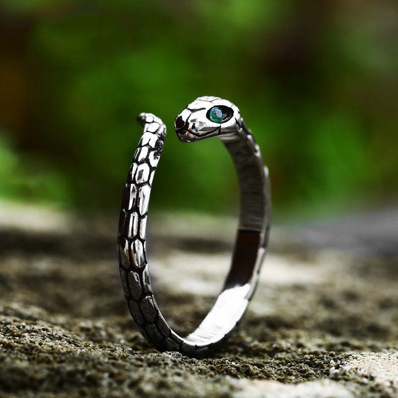 Opening Snake Stainless Steel Ring-Vrafi Jewelry