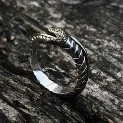 Ouroboros Snake Silver Ring - Vrafi Jewelry