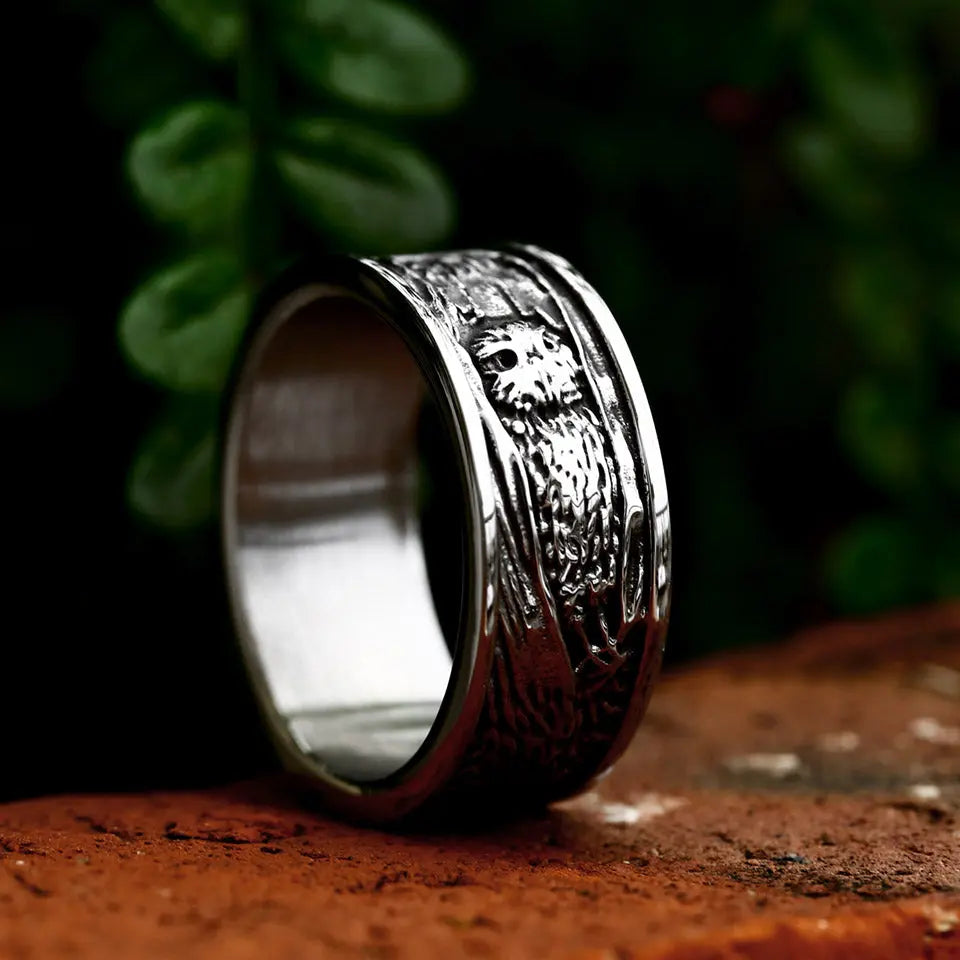 Owl Stainless Steel Ring Band - Vrafi Jewelry