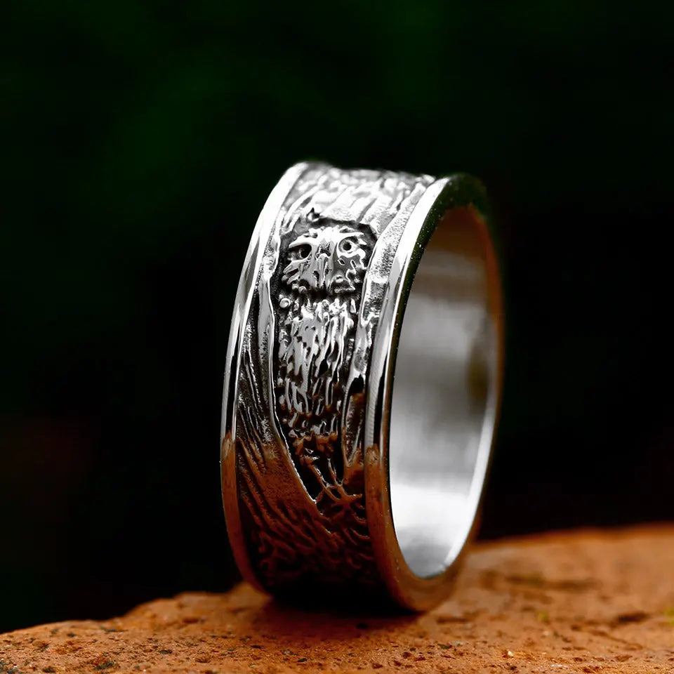 Owl Stainless Steel Ring Band - Vrafi Jewelry