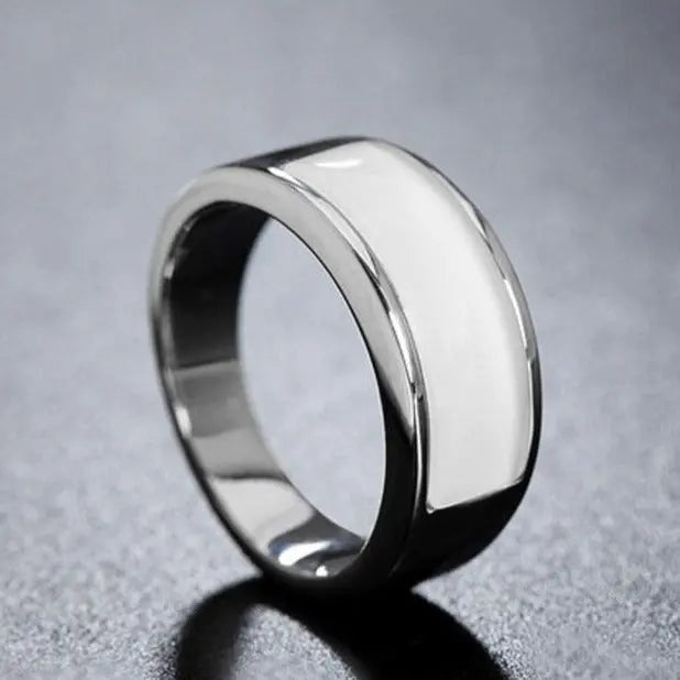 Parts Embedded Gemstone Stainless Steel Ring Band - Vrafi Jewelry