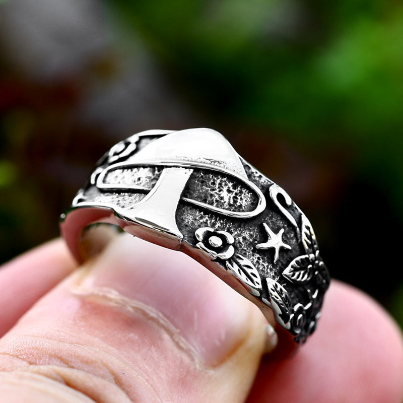 Personalized Mushroom Stainless Steel Ring-Vrafi Jewelry